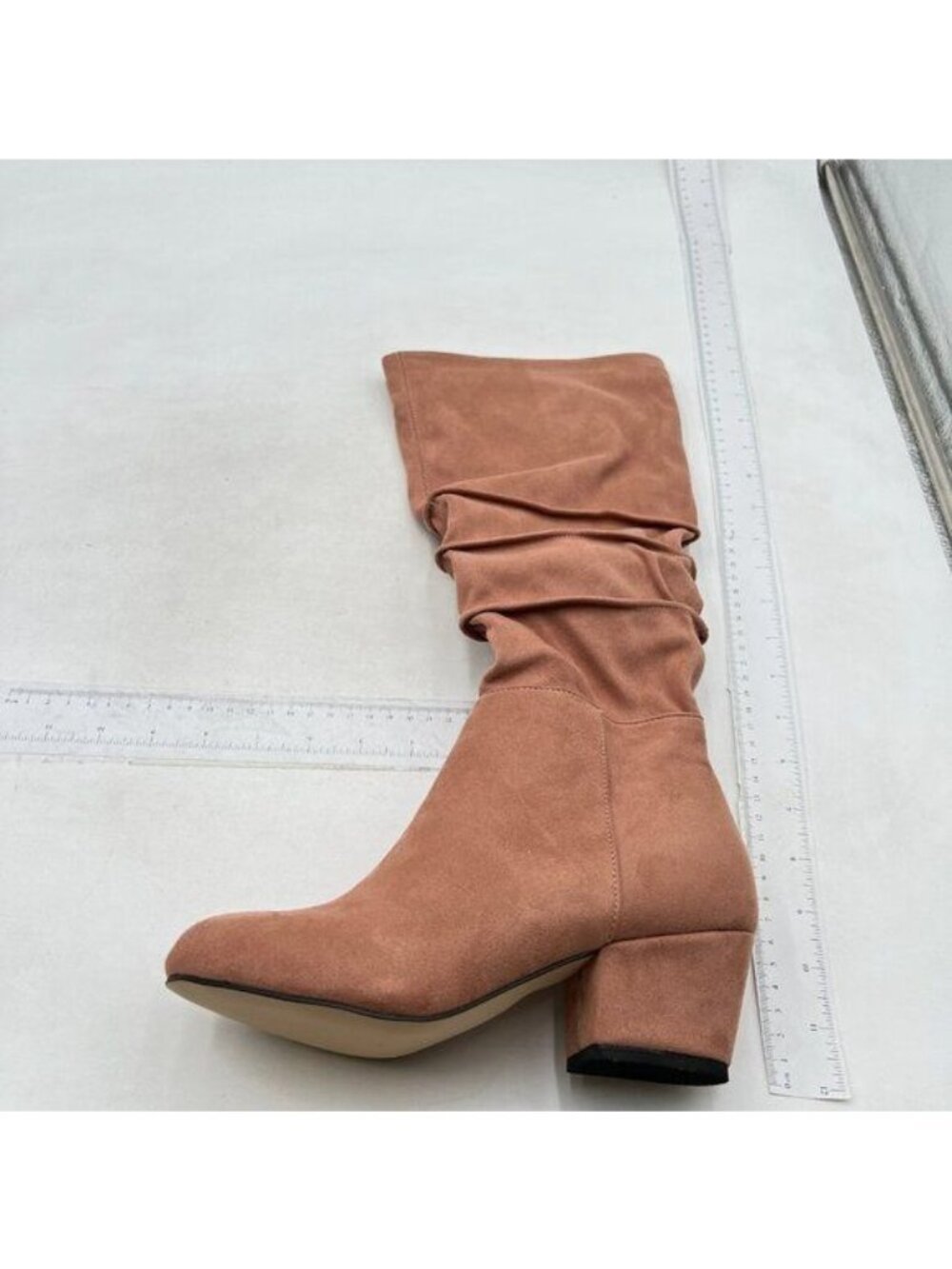 Women's Knee High Boots Fashion Wedge Heel Boot for Women Round Toe Brown